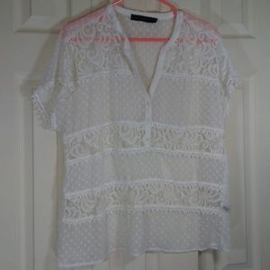 The Limited  White Multi Fabric Top